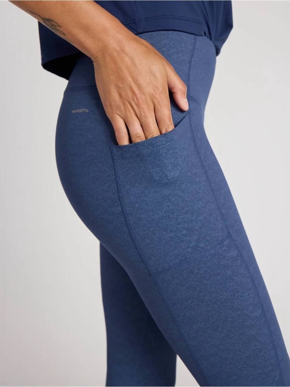Mondetta Performance + Luxury Blue XS High Riseâ Ankle Leggings Pockets Stretch
